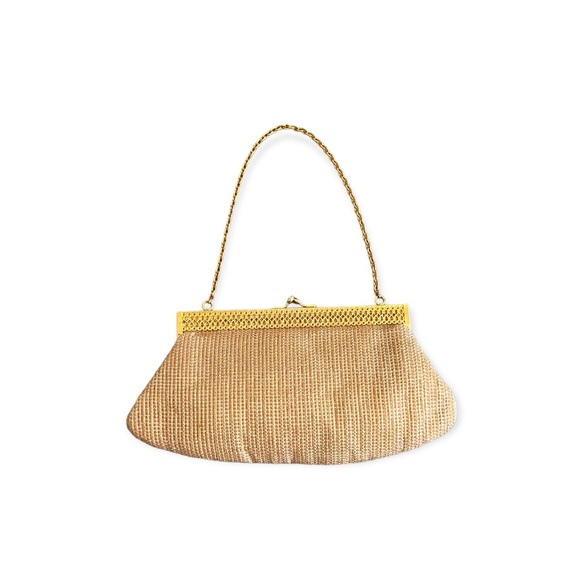 VTG 1950s Woven Gold Evening Bag with Chain Handle - Picture 4 of 8